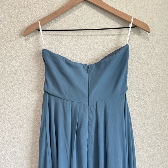 NWT Lulu's Sweetest Ceremony Slate Blue Strapless Maxi Dress Party Wedding Event - Picture 6 of 6